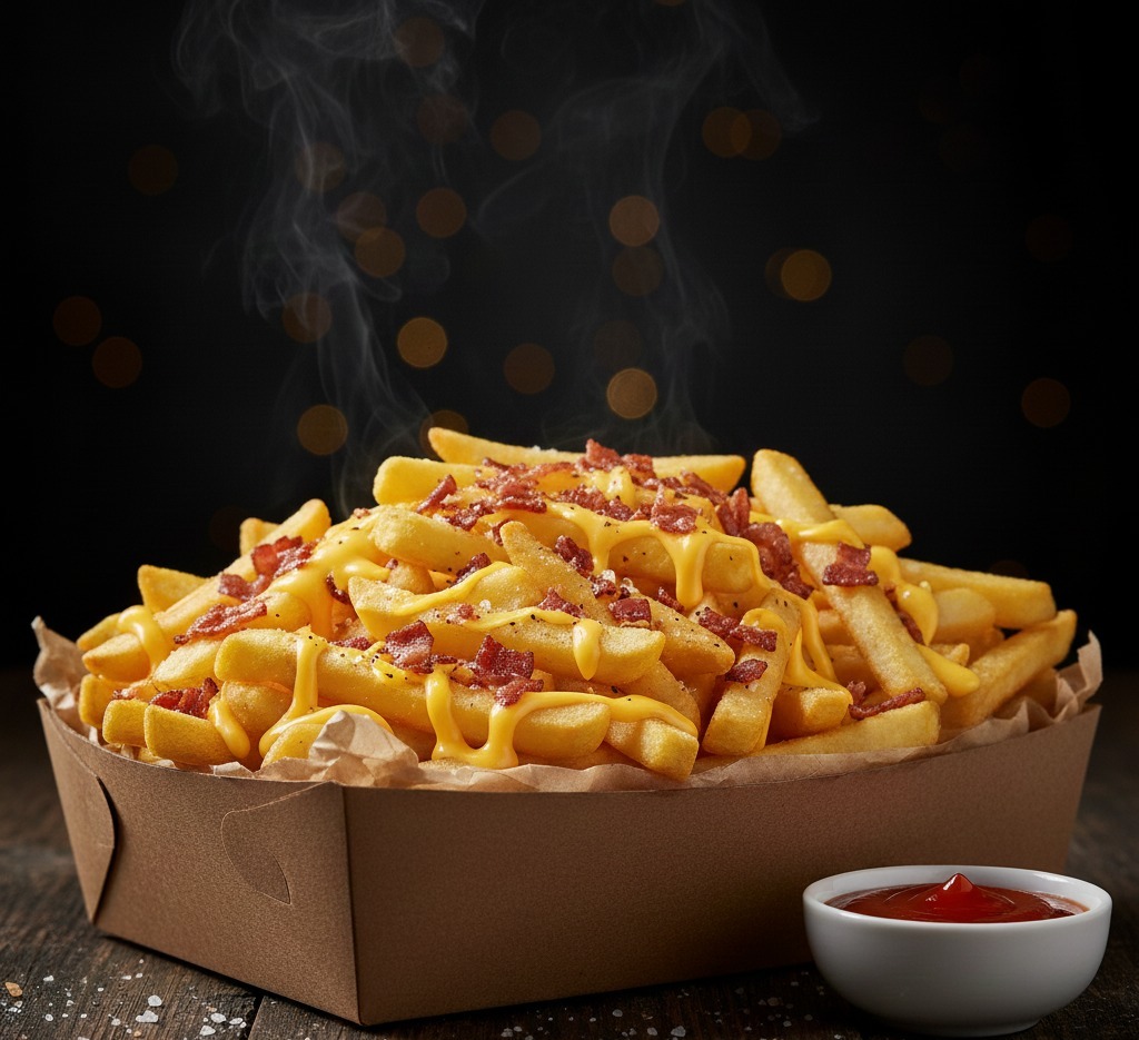Papas con Cheddar y Bacon